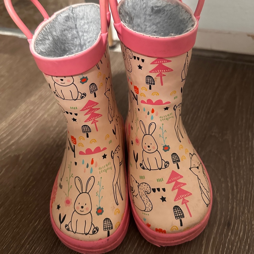 Pink Kids' Rain Boots with Animal Print